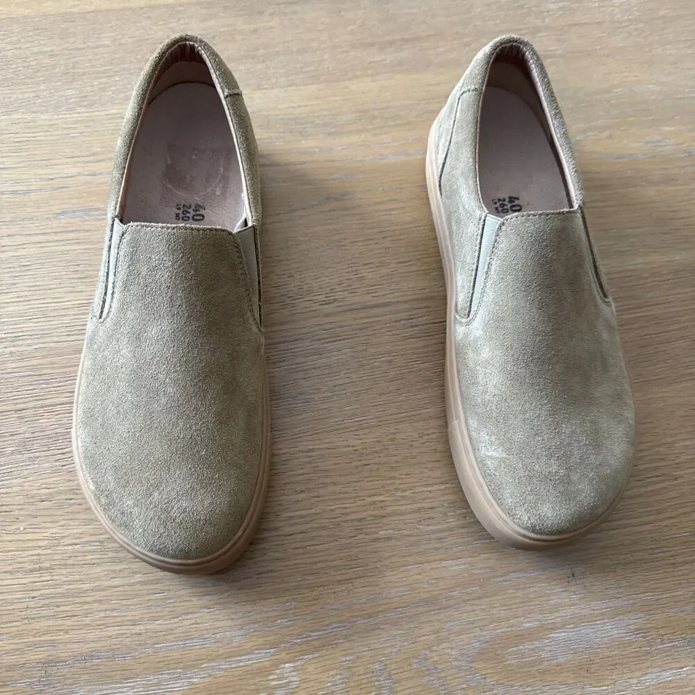 NWOB Birkenstock Callan Taupe Suede Slip On Loafers Sneakers W9 - M7 Comfort